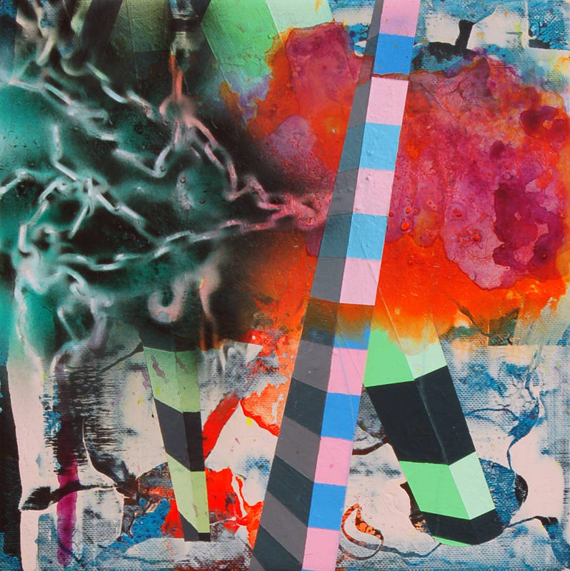Bernard Gilbert - 2011 - Number 122 - Acrylic mediums on polyester canvas, 39 x 39 cm
