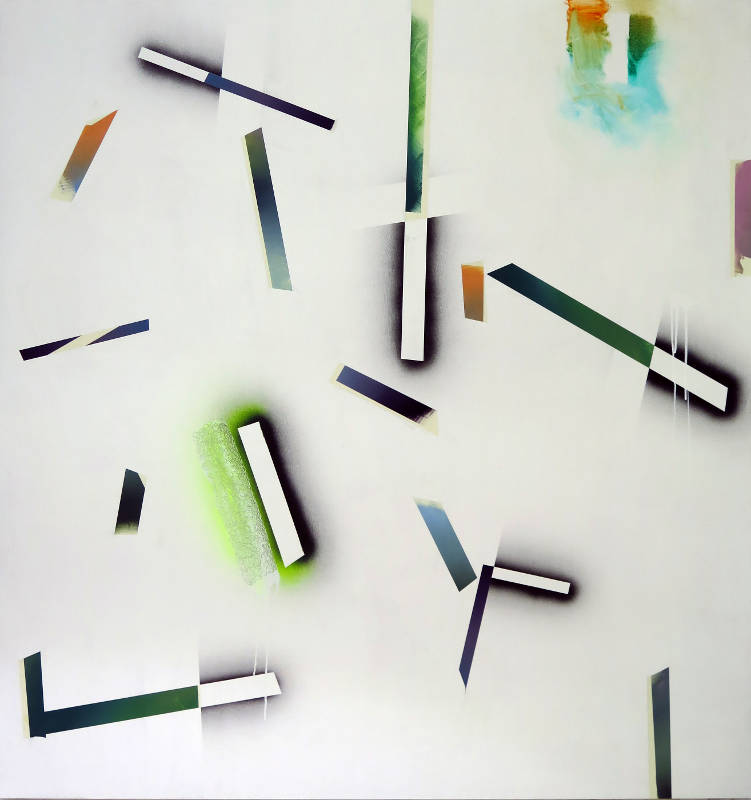 Bernard Gilbert - 2014 - Number 221 - Acrylic, masking tape and oil on wood, 180 x 150 cm

